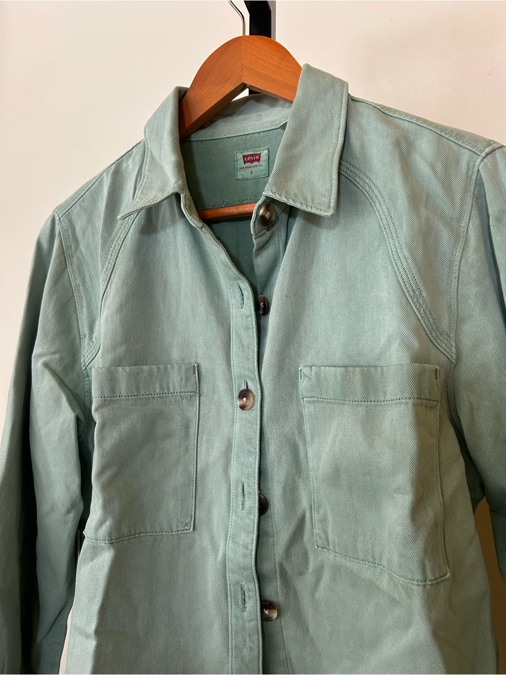 Levi's Tyla Shirt Button Down Collar Blue Surf Green Cotton Lyocell Size Small - Picture 4 of 8